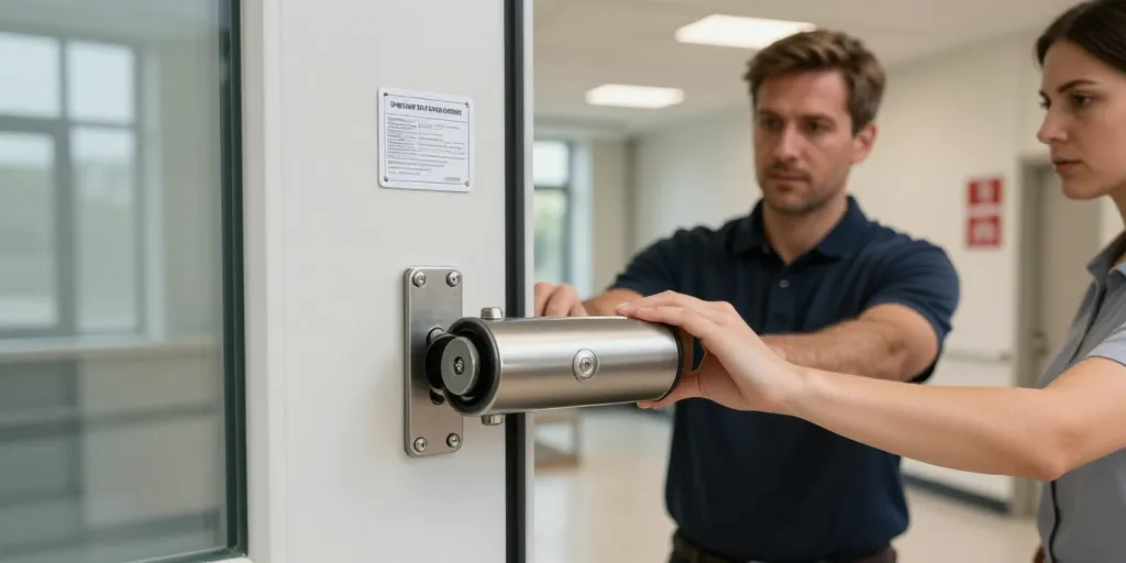 barre anti-panique avec serrure extérieure